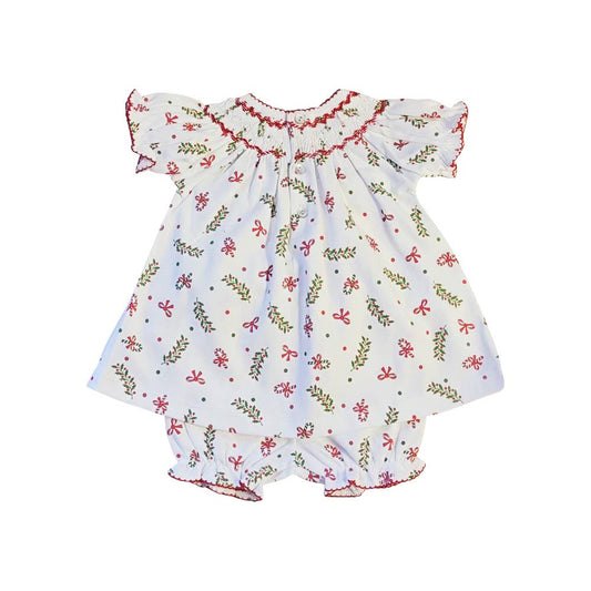 Baby Threads Christmas candy canes & bows Pima Cotton Baby girl bishop: 12M