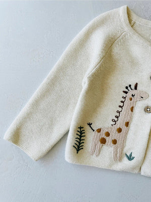 Koally Baby Cardigan Alex Safari Embroidered Organic Baby Cardigan