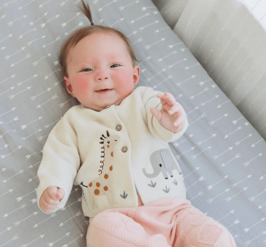 Koally Baby Cardigan Alexander Safari Embroidered Organic Baby Cardigan