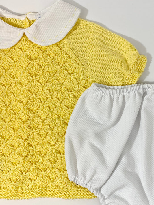 Koally Baby Sets Daisy Yellow Knitted 3-Piece Set