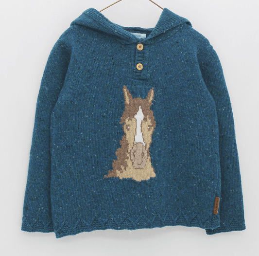 Koally Baby Sweater Parker Equestrian Blue Wool Sweater